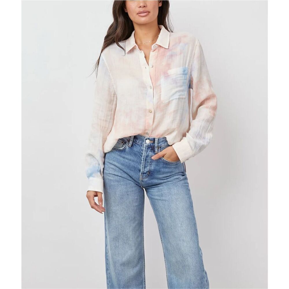 NWT Rails Ellis Button Up in Multi Sky Tie Dye SizeS Daybreak Lightweight, bre